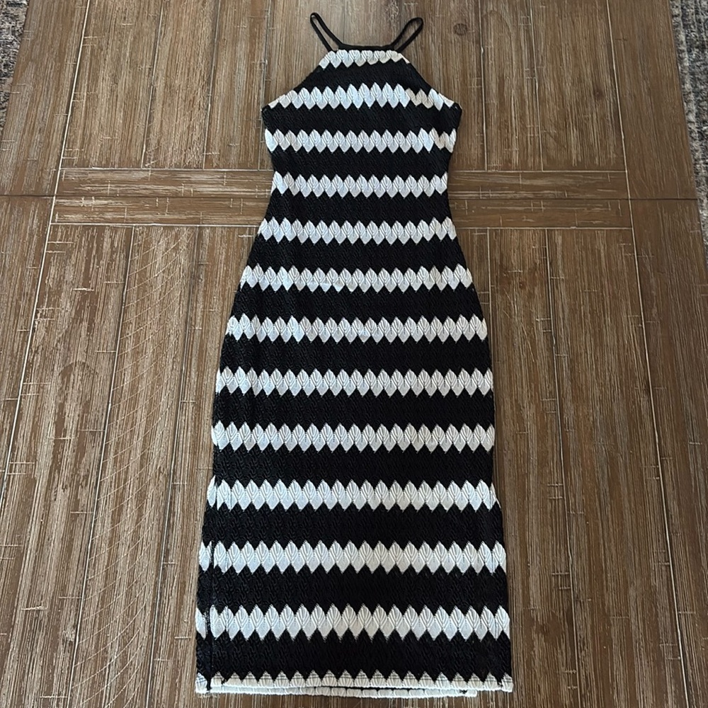 Black and white midi dress
